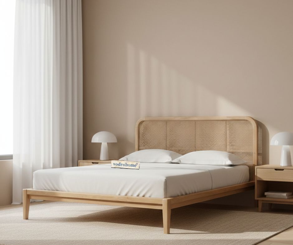 Vodrohome Jodhana Rattan Cane Bed in Mango Wood B#008