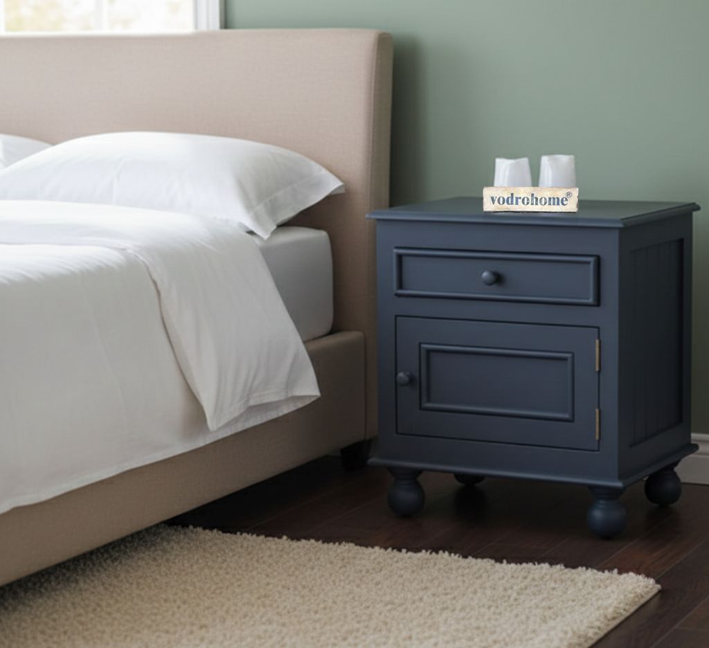 Vodrohome solid sheehsm wood bedside table – sea side bedside night stand end table 50.8x43x62  cm  S#025