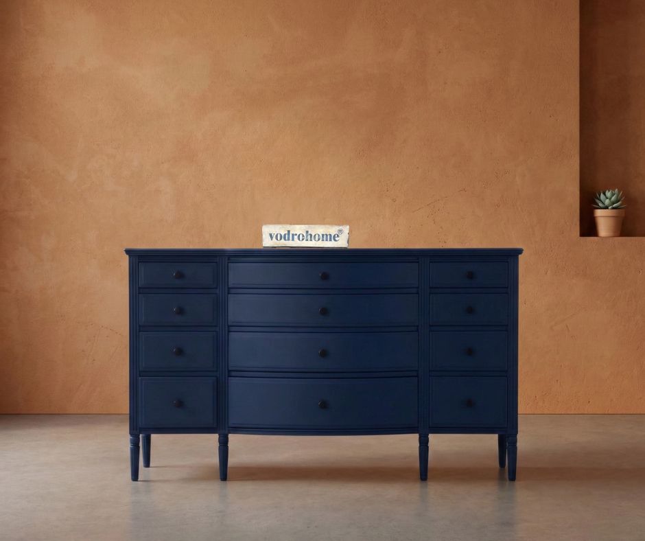 vodrohome solid wood lawrence chest of drawers – Egyptian Blue twelve drawers chest of drawer – luxurious collection of handicraft furniture 152x48x89 CM  SB#004