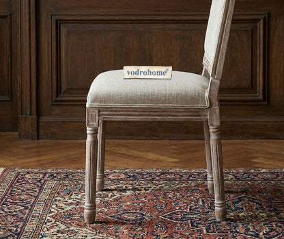 vodrohome Vintage style French chair – solid mango wood upholstered dining chair with comfortable Back Rest 19.75W×21.75D×40.5H inches CH#008