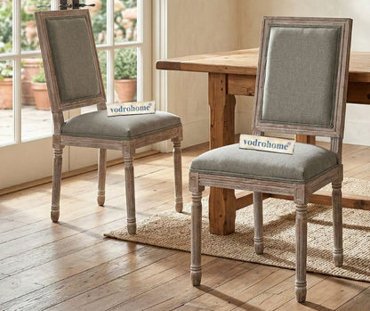 vodrohome Vintage style French chair – solid mango wood upholstered dining chair with comfortable Back Rest 19.75W×21.75D×40.5H inches CH#008