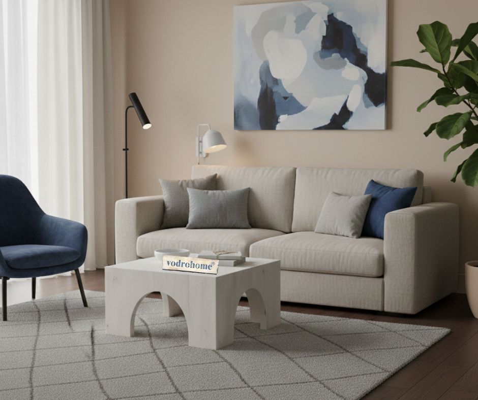 vodrohome block design coffee table – square center table with unique look – solid mango wood coffee table for office and living room C#023