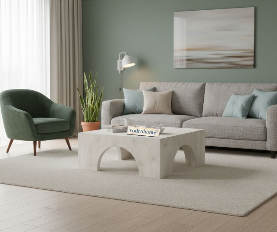 vodrohome block design coffee table – square center table with unique look – solid mango wood coffee table for office and living room C#023