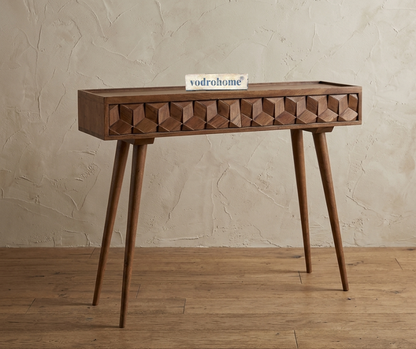 vodrohome Geometric Acacia Console Table with 2 Drawers – acacia wood 3 drawer consol – entryway / hallway table CO#009