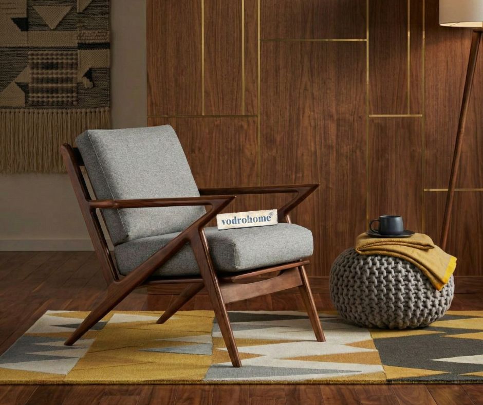 vodrohome Marwar Upholstered Arm Chair Cum Sofa Sheesham Lounge  Accent Chair living, Z/ Zed  chair 28"w x 31"d x 28"h CH#019