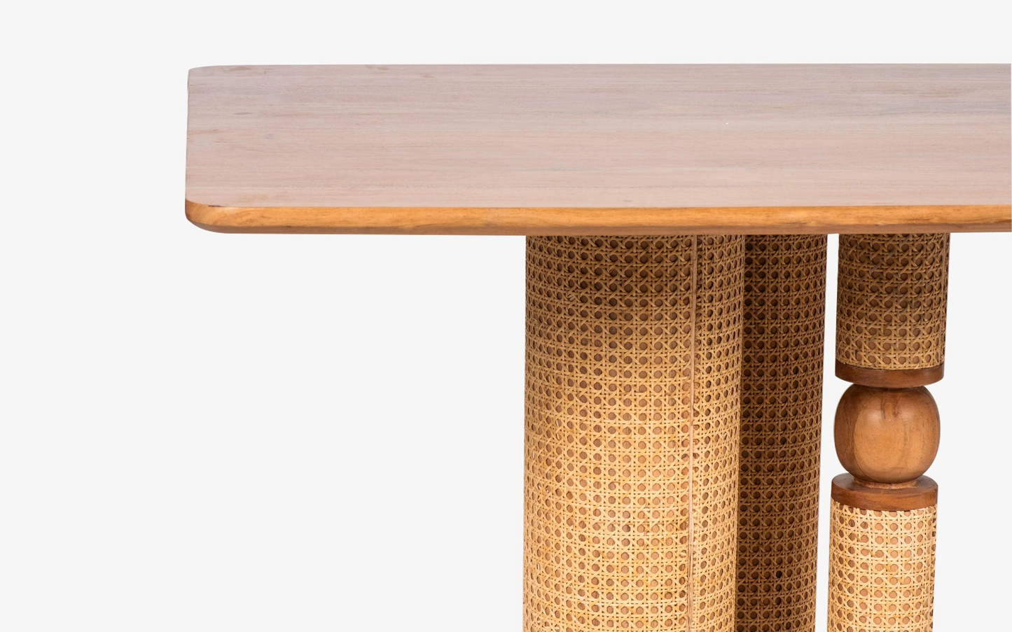vodrohome Natural Wood Rectangle Dining table available in all sizes – Modern Style Wooden rattan cane Dining Table DT#005