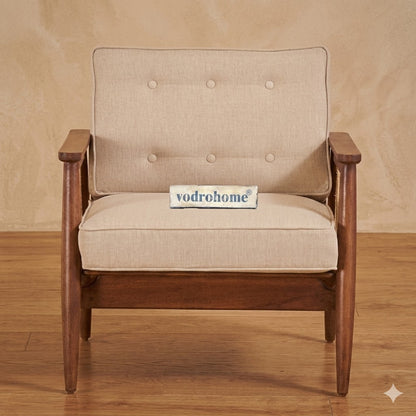 vodrohome marwar upholstered arm chair cum sofa mango wood and cane accent chair living, beige and honey lounge chair 75x80x85cm CH#0017