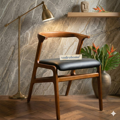 vodrohome sheesham woodash ford chair with leatherette upholstery side chair occasional chair  W: 56 x D: 58 x H: 80 CH#0023