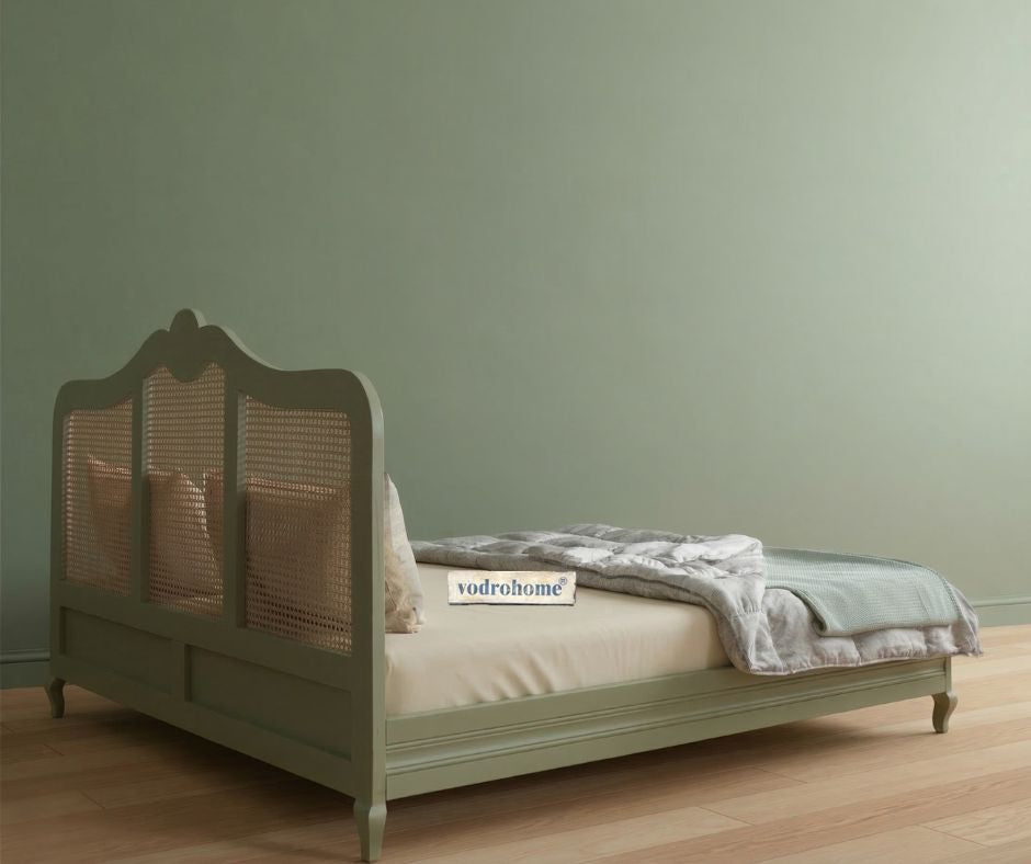 Vodrohome Rattan Bed- Mango Wood Rattan Cane Bed B#001