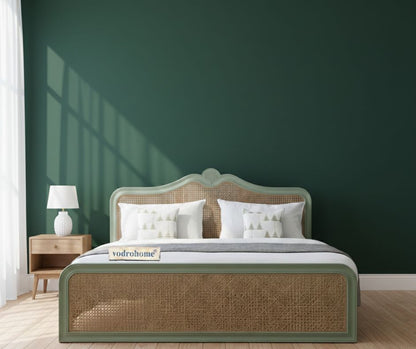 Vodrohome Rattan Bed With Drawer Storage - Mango Wood Rattan Cane Bed B#002