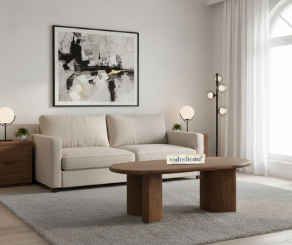 Vodrohome oval shape coffee table – solid mango wood center table for office and living room – conference table C#025