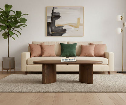 Vodrohome oval shape coffee table – solid mango wood center table for office and living room – conference table C#025