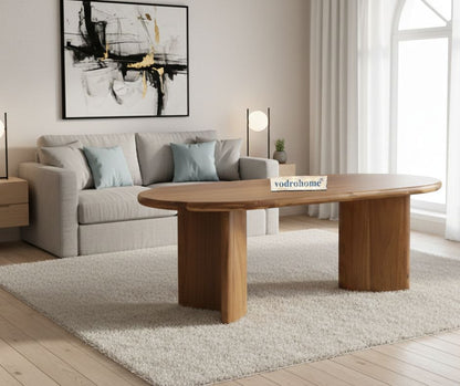 Vodrohome oval shape coffee table – solid mango wood center table for office and living room – conference table C#025