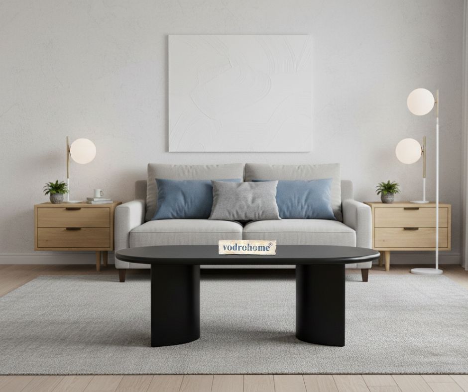 Vodrohome oval shape coffee table – solid mango wood center table for office and living room – conference table C#025