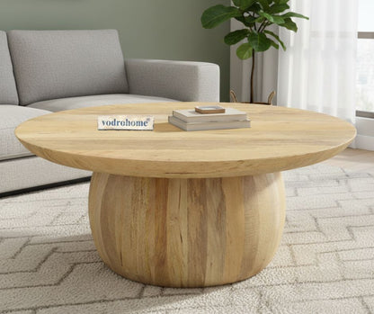 vodrohome solid mango wood coffee table – round coffee table – bohemian solid wood coffee table for office and living room C#057