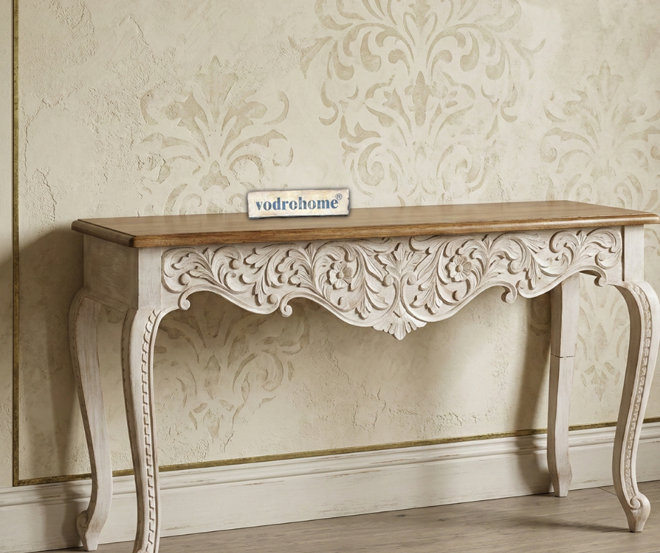 vodrohome console tables for entryway | hallway table entryway | wooden console table living room | carved accent tables for entryway CO#001