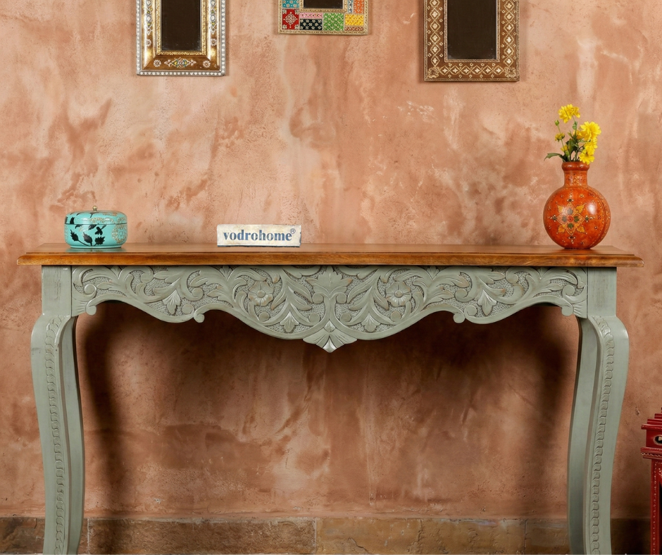 vodrohome console tables for entryway | hallway table entryway | wooden console table living room | carved accent tables for entryway CO#001