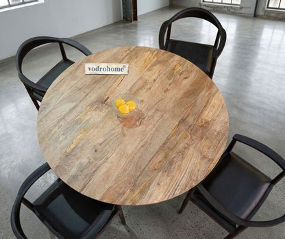 vodrohome Natural Mango Wood Round Dining Set – Modern Style Wooden Dining Set Table DT#003