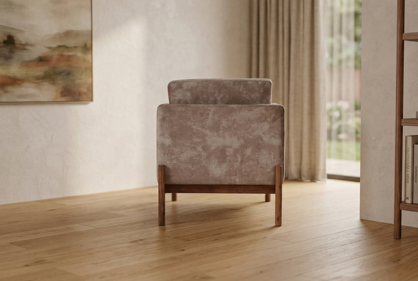 vodrohome one seater sofa with solid wooden frame - fabric lounge sofa - cotton linen sofa SO#002