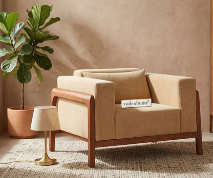vodrohome single seater sofa with wooden frame | Premium fabric lounge sofa | cotton linen sofa SO#004