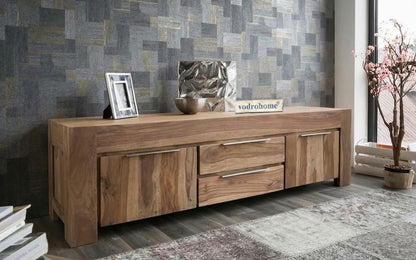 vodrohome Accacia Wood / Sheesham Wood Tv unit consol with storage - Tv Cabinet Entertainment unit 203x 50.8 x 53 TV#026