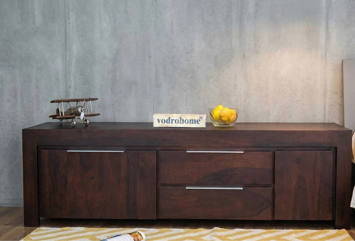 vodrohome Accacia Wood / Sheesham Wood Tv unit consol with storage - Tv Cabinet Entertainment unit 203x 50.8 x 53 TV#026
