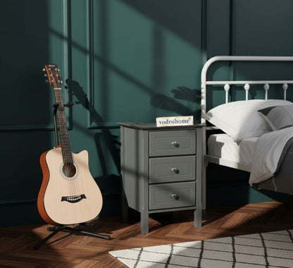 Vodrohome Solid Acacia wood night stand table modern - three drawers bed side table 40x40x60 cm  S#008