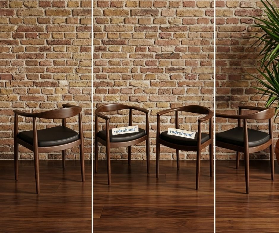 vodrohome Wooden Armchair – mango Wood Dining Chair With Genuine Leather Seat CH#001