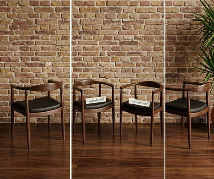 vodrohome Wooden Armchair – mango Wood Dining Chair With Genuine Leather Seat CH#001