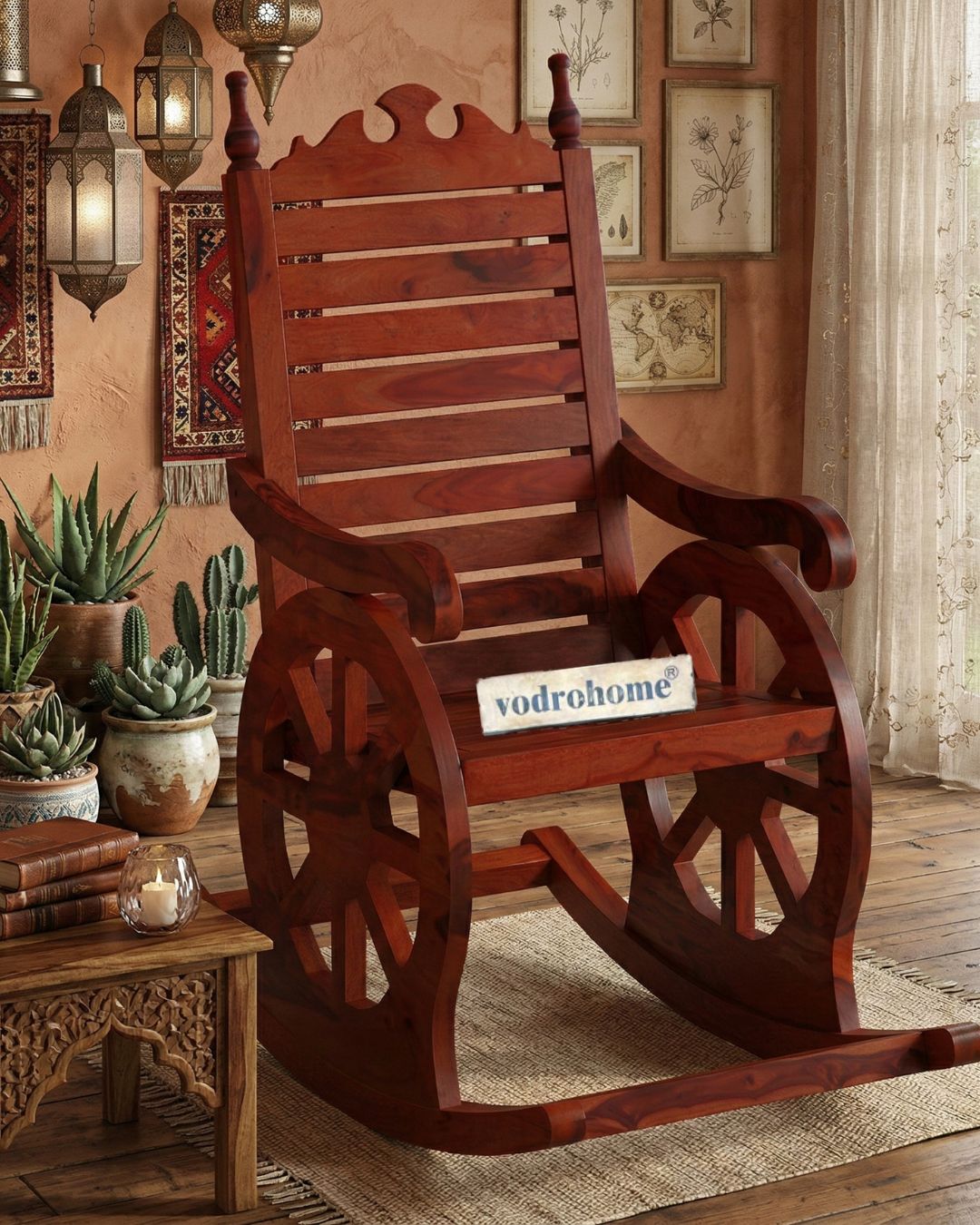 vodrohome Sheesham wood Roking chair – solid wood rocking chair – swing chair 56 56 X 97 X 119cm CH#011