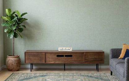 vodrohome modern tv unit cabinet walnut finish – solid acacia wood tvc in – tv consol table with set up box shelf  TV#009