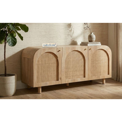 vodrohome mango wood rattan cane Tv unit consol – Hawamahal collection cane side board  - natural cane tv cabinet 145 x 45 x 65 cm  TV#032