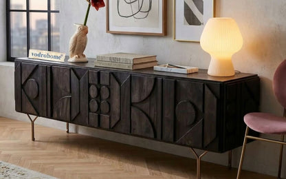 vodrohome mango wood tv unit consol with storage – bohemian tv cabinet entertainment unit &nbsp;172x48x68cm TV#028
